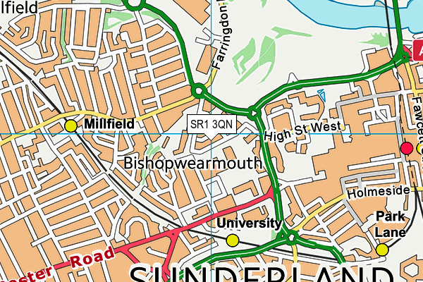 SR1 3QN map - OS VectorMap District (Ordnance Survey)