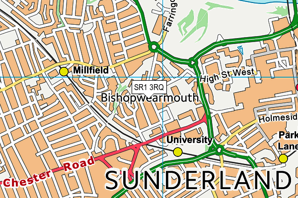 SR1 3RQ map - OS VectorMap District (Ordnance Survey)