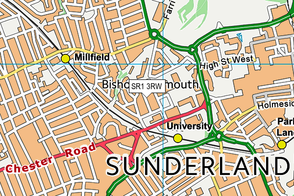 SR1 3RW map - OS VectorMap District (Ordnance Survey)