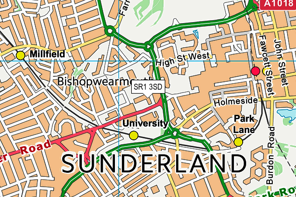 University Of Sunderland Centre For Sport And Recreation (Closed) map (SR1 3SD) - OS VectorMap District (Ordnance Survey)