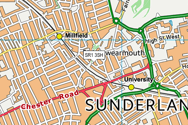 SR1 3SH map - OS VectorMap District (Ordnance Survey)