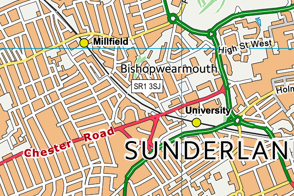 SR1 3SJ map - OS VectorMap District (Ordnance Survey)