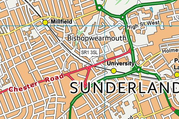 SR1 3SL map - OS VectorMap District (Ordnance Survey)