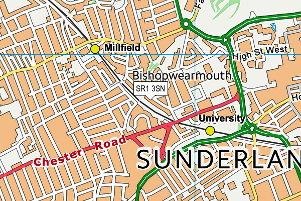 SR1 3SN map - OS VectorMap District (Ordnance Survey)