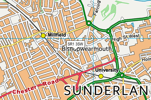 SR1 3SW map - OS VectorMap District (Ordnance Survey)