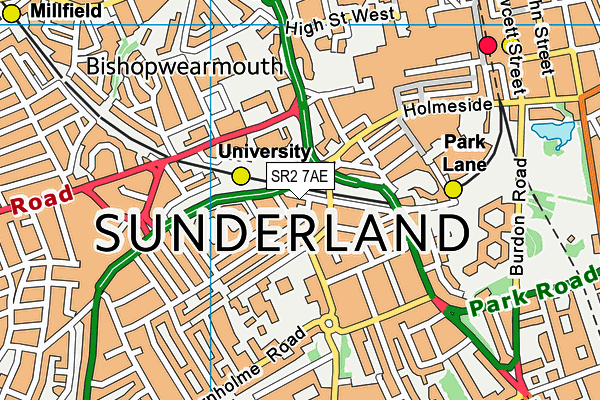 SR2 7AE map - OS VectorMap District (Ordnance Survey)