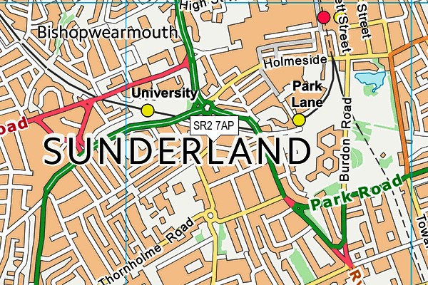 SR2 7AP map - OS VectorMap District (Ordnance Survey)