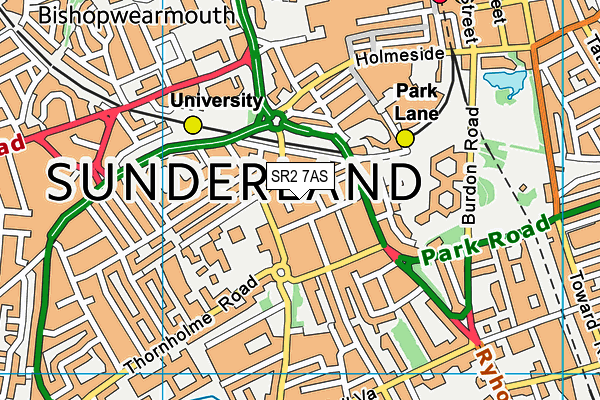 SR2 7AS map - OS VectorMap District (Ordnance Survey)