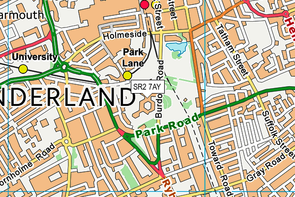 SR2 7AY map - OS VectorMap District (Ordnance Survey)