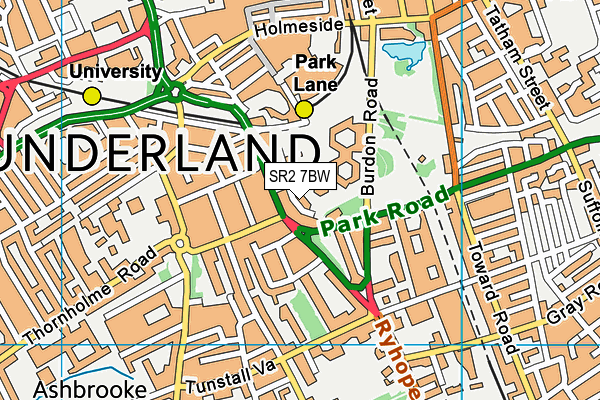 SR2 7BW map - OS VectorMap District (Ordnance Survey)