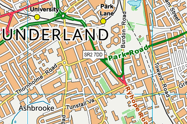 SR2 7DD map - OS VectorMap District (Ordnance Survey)