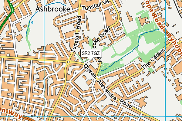 SR2 7GZ map - OS VectorMap District (Ordnance Survey)