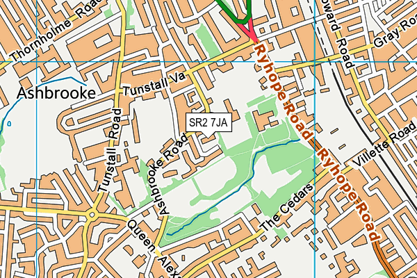 Ashbrooke School map (SR2 7JA) - OS VectorMap District (Ordnance Survey)