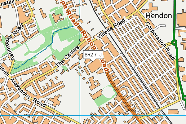 SR2 7TJ map - OS VectorMap District (Ordnance Survey)