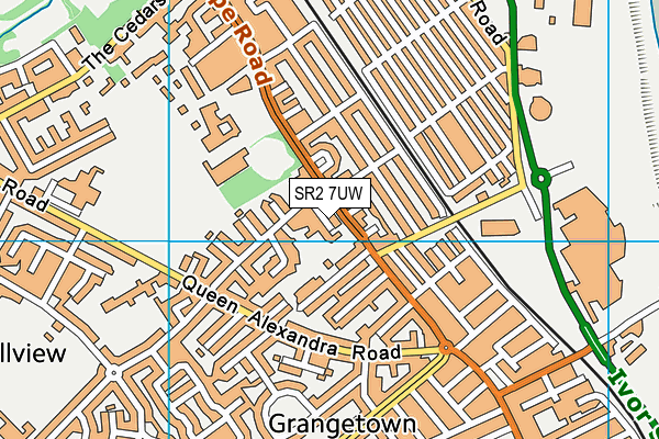 SR2 7UW map - OS VectorMap District (Ordnance Survey)