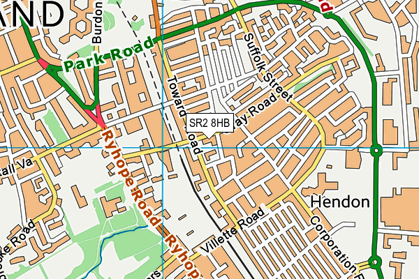 SR2 8HB map - OS VectorMap District (Ordnance Survey)