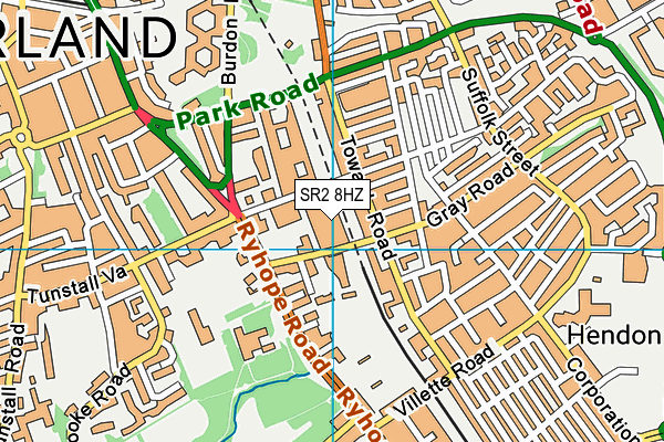 SR2 8HZ map - OS VectorMap District (Ordnance Survey)