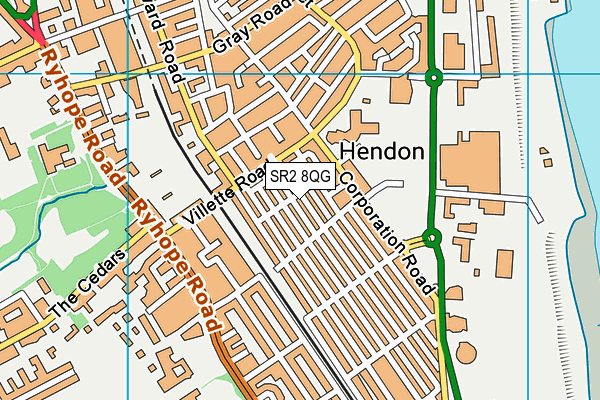 SR2 8QG map - OS VectorMap District (Ordnance Survey)