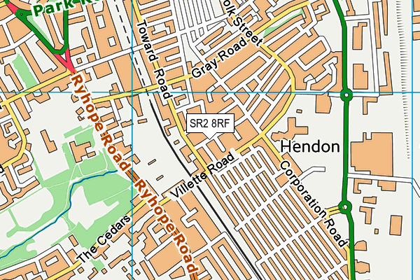 SR2 8RF map - OS VectorMap District (Ordnance Survey)