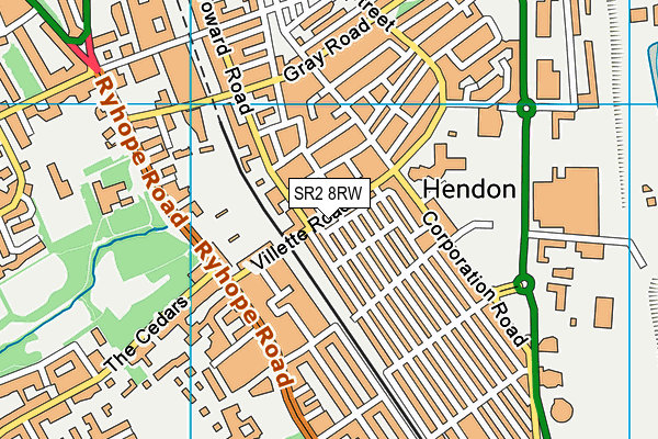 SR2 8RW map - OS VectorMap District (Ordnance Survey)