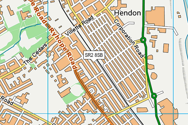 SR2 8SB map - OS VectorMap District (Ordnance Survey)