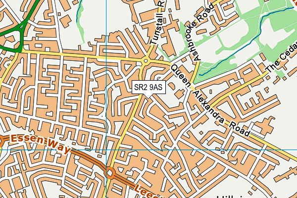 SR2 9AS map - OS VectorMap District (Ordnance Survey)