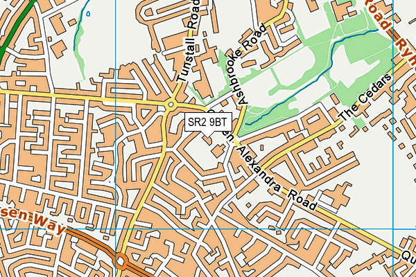SR2 9BT map - OS VectorMap District (Ordnance Survey)