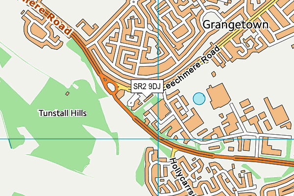 Tunstall Hill (Closed) map (SR2 9DJ) - OS VectorMap District (Ordnance Survey)