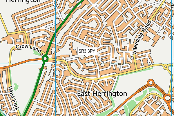 SR3 3PY map - OS VectorMap District (Ordnance Survey)