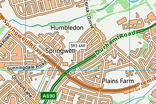 SR3 4AR map - OS VectorMap District (Ordnance Survey)