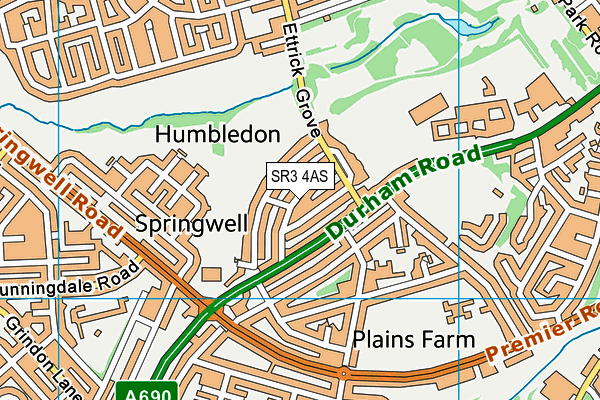 SR3 4AS map - OS VectorMap District (Ordnance Survey)