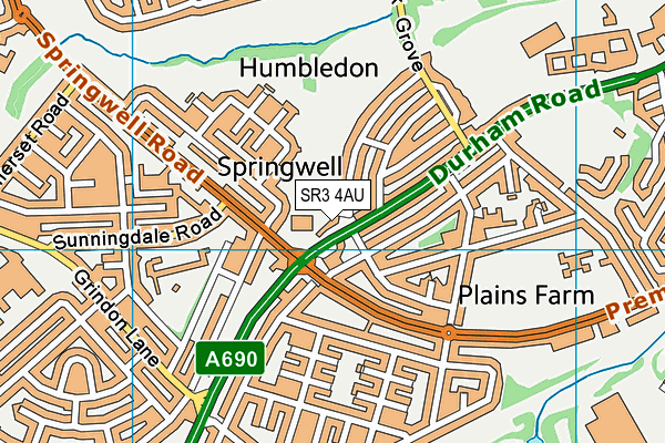 SR3 4AU map - OS VectorMap District (Ordnance Survey)