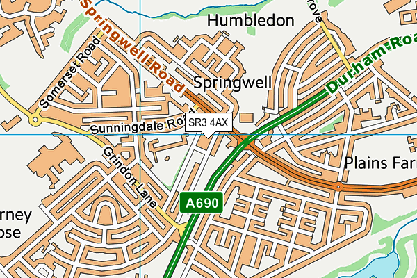 SR3 4AX map - OS VectorMap District (Ordnance Survey)