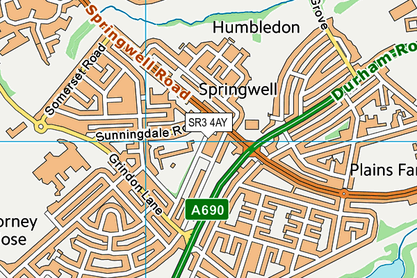 SR3 4AY map - OS VectorMap District (Ordnance Survey)