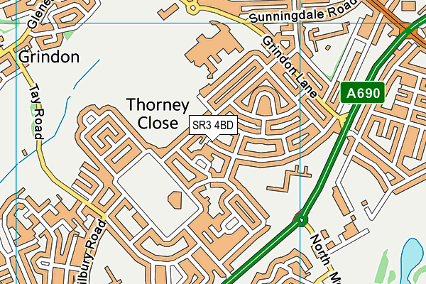 SR3 4BD map - OS VectorMap District (Ordnance Survey)