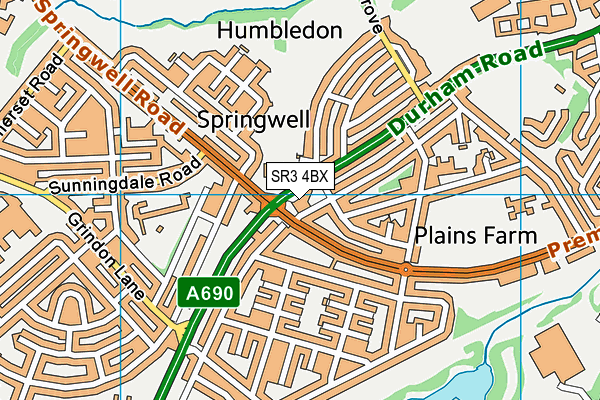 SR3 4BX map - OS VectorMap District (Ordnance Survey)