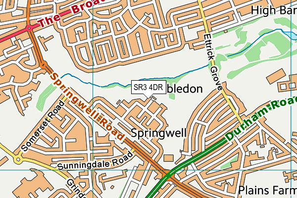 SR3 4DR map - OS VectorMap District (Ordnance Survey)