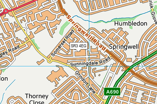 SR3 4EG map - OS VectorMap District (Ordnance Survey)