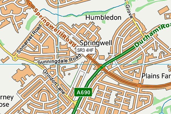 SR3 4HF map - OS VectorMap District (Ordnance Survey)