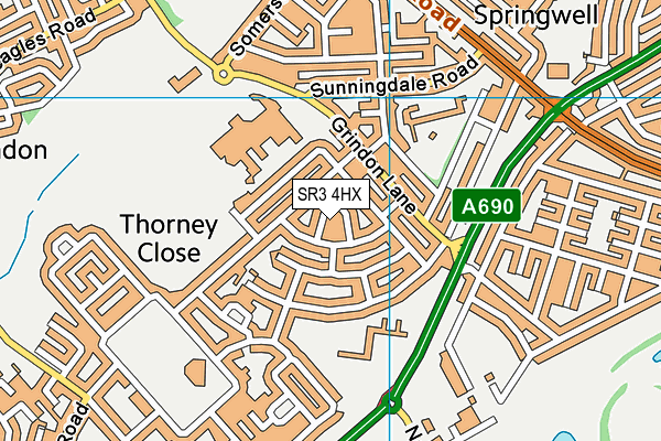 SR3 4HX map - OS VectorMap District (Ordnance Survey)