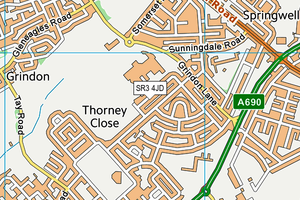 SR3 4JD map - OS VectorMap District (Ordnance Survey)