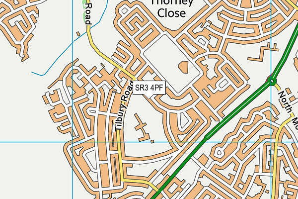 SR3 4PF map - OS VectorMap District (Ordnance Survey)