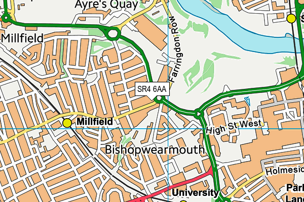 SR4 6AA map - OS VectorMap District (Ordnance Survey)