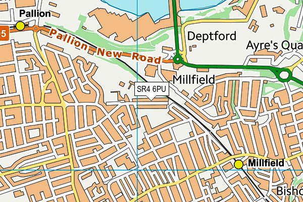 SR4 6PU map - OS VectorMap District (Ordnance Survey)