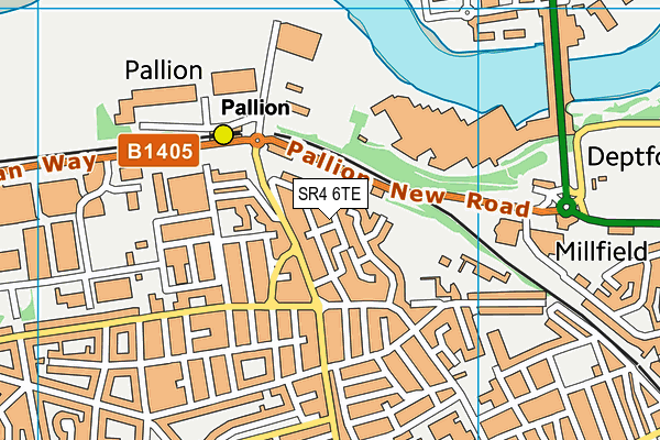 SR4 6TE map - OS VectorMap District (Ordnance Survey)