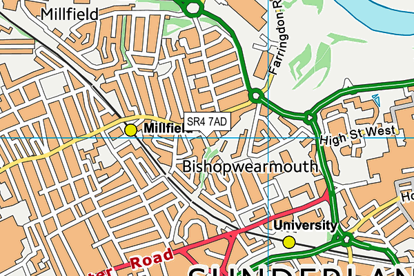 SR4 7AD map - OS VectorMap District (Ordnance Survey)