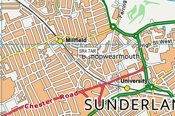 SR4 7AR map - OS VectorMap District (Ordnance Survey)