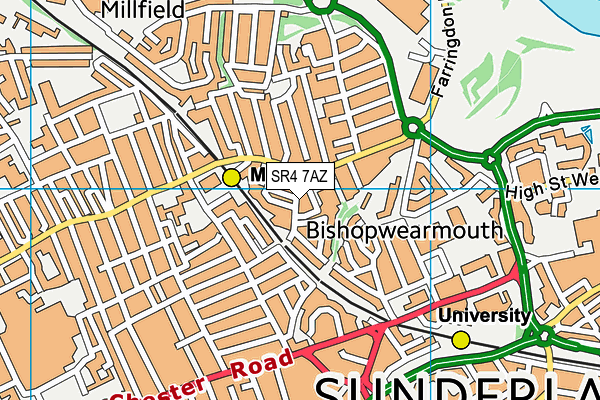 SR4 7AZ map - OS VectorMap District (Ordnance Survey)