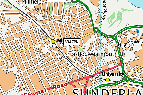 SR4 7BN map - OS VectorMap District (Ordnance Survey)