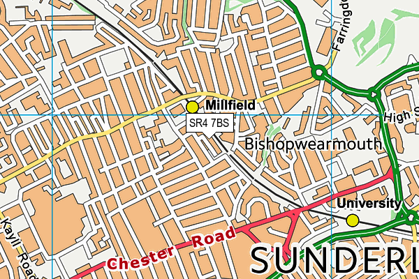 SR4 7BS map - OS VectorMap District (Ordnance Survey)